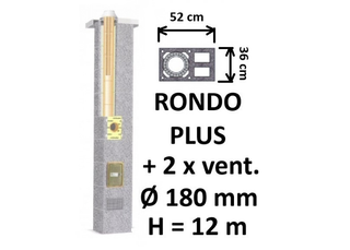 Kamino komplektas SCHIEDEL RONDO PLUS Ø180 mm su 2 ventiliaciniais kanalais B, C, D klasės namams Keramikinis dūmtraukio komplektas