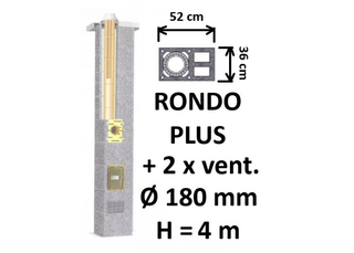 Kamino komplektas SCHIEDEL RONDO PLUS Ø180 mm su 2 ventiliaciniais kanalais B, C, D klasės namams Keramikinis dūmtraukio komplektas