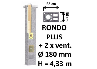 Kamino komplektas SCHIEDEL RONDO PLUS Ø180 mm su 2 ventiliaciniais kanalais B, C, D klasės namams Keramikinis dūmtraukio komplektas