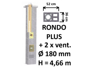 Kamino komplektas SCHIEDEL RONDO PLUS Ø180 mm su 2 ventiliaciniais kanalais B, C, D klasės namams Keramikinis dūmtraukio komplektas