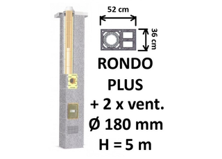 Kamino komplektas SCHIEDEL RONDO PLUS Ø180 mm su 2 ventiliaciniais kanalais B, C, D klasės namams Keramikinis dūmtraukio komplektas