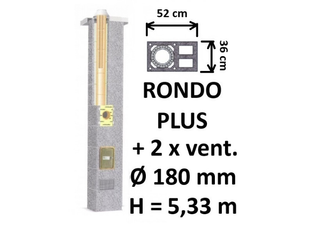 Kamino komplektas SCHIEDEL RONDO PLUS Ø180 mm su 2 ventiliaciniais kanalais B, C, D klasės namams Keramikinis dūmtraukio komplektas