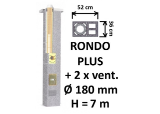 Kamino komplektas SCHIEDEL RONDO PLUS Ø180 mm su 2 ventiliaciniais kanalais B, C, D klasės namams Keramikinis dūmtraukio komplektas