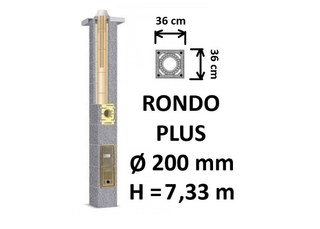 Kamino komplektas SCHIEDEL RONDO PLUS Ø200 mm, B, C, D klasės namams. Keramikinis kaminas. Keraminio dūmtraukio komplektas.