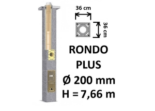 Kamino komplektas SCHIEDEL RONDO PLUS Ø200 mm, B, C, D klasės namams. Keramikinis kaminas. Keraminio dūmtraukio komplektas.