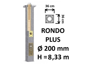 Kamino komplektas SCHIEDEL RONDO PLUS Ø200 mm, B, C, D klasės namams. Keramikinis kaminas. Keraminio dūmtraukio komplektas.