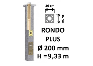 Kamino komplektas SCHIEDEL RONDO PLUS Ø200 mm, B, C, D klasės namams. Keramikinis kaminas. Keraminio dūmtraukio komplektas.