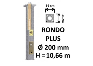 Kamino komplektas SCHIEDEL RONDO PLUS Ø200 mm, B, C, D klasės namams. Keramikinis kaminas. Keraminio dūmtraukio komplektas.
