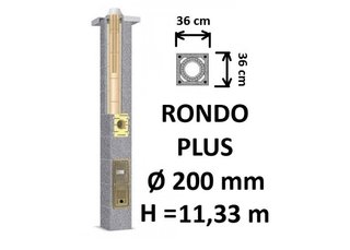 Kamino komplektas SCHIEDEL RONDO PLUS Ø200 mm, B, C, D klasės namams. Keramikinis kaminas. Keraminio dūmtraukio komplektas.