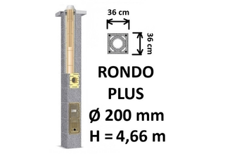 Kamino komplektas SCHIEDEL RONDO PLUS Ø200 mm, B, C, D klasės namams. Keramikinis kaminas. Keraminio dūmtraukio komplektas.