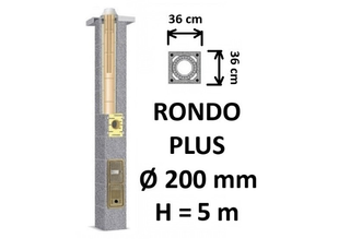 Kamino komplektas SCHIEDEL RONDO PLUS Ø200 mm, B, C, D klasės namams. Keramikinis kaminas. Keraminio dūmtraukio komplektas.