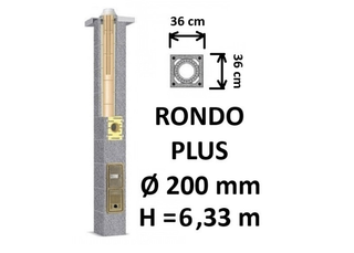 Kamino komplektas SCHIEDEL RONDO PLUS Ø200 mm, B, C, D klasės namams. Keramikinis kaminas. Keraminio dūmtraukio komplektas.