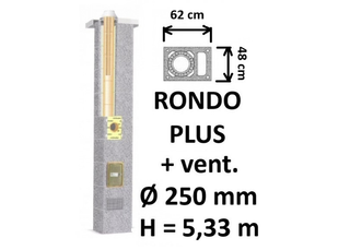 Kamino komplektas SCHIEDEL RONDO PLUS Ø250 mm keramikinis su ventiliaciniu kanalu B-D namams