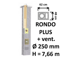 Kamino komplektas SCHIEDEL RONDO PLUS Ø250 mm keramikinis su ventiliaciniu kanalu B-D namams