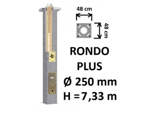 Kamino komplektas SCHIEDEL RONDO PLUS Ø250 mm, B, C, D klasės namams. Keramikinis kaminas. Keraminio dūmtraukio komplektas.