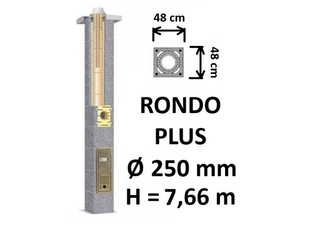 Kamino komplektas SCHIEDEL RONDO PLUS Ø250 mm, B, C, D klasės namams. Keramikinis kaminas. Keraminio dūmtraukio komplektas.