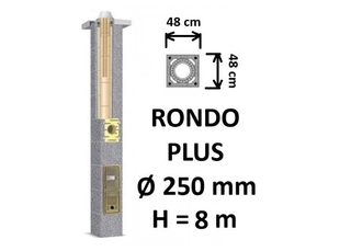 Kamino komplektas SCHIEDEL RONDO PLUS Ø250 mm, B, C, D klasės namams. Keramikinis kaminas. Keraminio dūmtraukio komplektas.