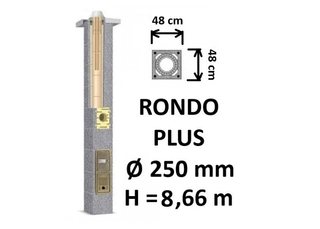 Kamino komplektas SCHIEDEL RONDO PLUS Ø250 mm, B, C, D klasės namams. Keramikinis kaminas. Keraminio dūmtraukio komplektas.