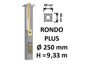 Kamino komplektas SCHIEDEL RONDO PLUS Ø250 mm, B, C, D klasės namams. Keramikinis kaminas. Keraminio dūmtraukio komplektas.