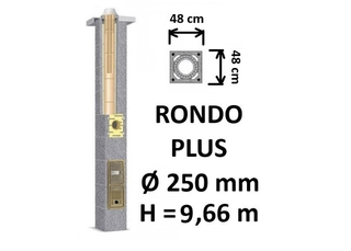 Kamino komplektas SCHIEDEL RONDO PLUS Ø250 mm, B, C, D klasės namams. Keramikinis kaminas. Keraminio dūmtraukio komplektas.