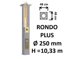 Kamino komplektas SCHIEDEL RONDO PLUS Ø250 mm, B, C, D klasės namams. Keramikinis kaminas. Keraminio dūmtraukio komplektas.