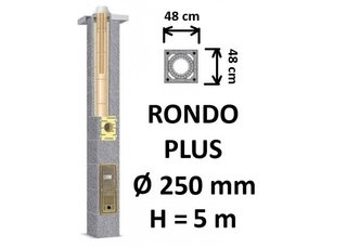 Kamino komplektas SCHIEDEL RONDO PLUS Ø250 mm, B, C, D klasės namams. Keramikinis kaminas. Keraminio dūmtraukio komplektas.