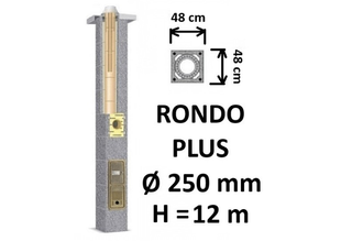 Kamino komplektas SCHIEDEL RONDO PLUS Ø250 mm, B, C, D klasės namams. Keramikinis kaminas. Keraminio dūmtraukio komplektas.