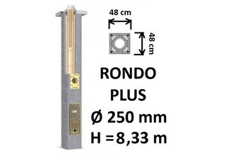 Kamino komplektas SCHIEDEL RONDO PLUS Ø250 mm, B, C, D klasės namams. Keramikinis kaminas. Keraminio dūmtraukio komplektas.