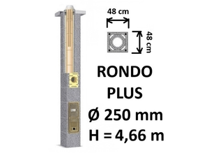 Kamino komplektas SCHIEDEL RONDO PLUS Ø250 mm, B, C, D klasės namams. Keramikinis kaminas. Keraminio dūmtraukio komplektas.