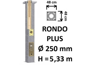 Kamino komplektas SCHIEDEL RONDO PLUS Ø250 mm, B, C, D klasės namams. Keramikinis kaminas. Keraminio dūmtraukio komplektas.