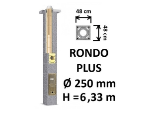 Kamino komplektas SCHIEDEL RONDO PLUS Ø250 mm, B, C, D klasės namams. Keramikinis kaminas. Keraminio dūmtraukio komplektas.