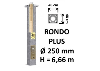Kamino komplektas SCHIEDEL RONDO PLUS Ø250 mm, B, C, D klasės namams. Keramikinis kaminas. Keraminio dūmtraukio komplektas.