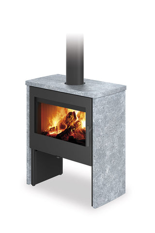 Romotop RIANO SERPENTINE židinys krosnelė su akmens apdaila