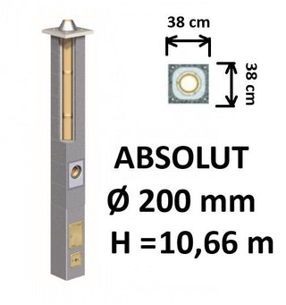 Kamino komplektas Schiedel Absolut Ø200 mm keramikinis dūmtraukis A, A+, A++ namams