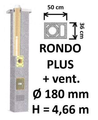 Kamino komplektas SCHIEDEL RONDO PLUS Ø180 mm su ventiliaciniu kanalu B, C, D klasės namams