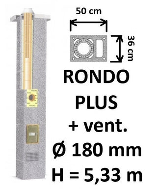 Kamino komplektas SCHIEDEL RONDO PLUS Ø180 mm su ventiliaciniu kanalu B, C, D klasės namams
