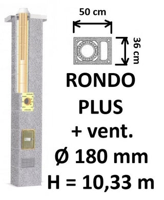 Kamino komplektas SCHIEDEL RONDO PLUS Ø180 mm su ventiliaciniu kanalu B, C, D klasės namams