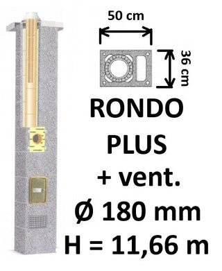 Kamino komplektas SCHIEDEL RONDO PLUS Ø180 mm su ventiliaciniu kanalu B, C, D klasės namams