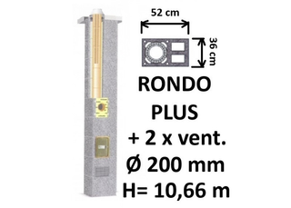 Kamino komplektas SCHIEDEL RONDO PLUS Ø200 mm su dviem ventiliaciniais kanalais, keramikinis dūmtraukio komplektas B, C, D klasės namams