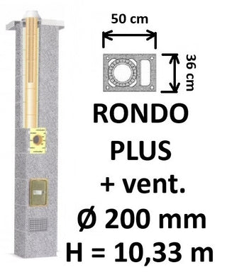 Kamino komplektas SCHIEDEL RONDO PLUS Ø200 mm su ventiliaciniu kanalu B, C, D klasės namams