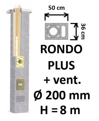 Kamino komplektas SCHIEDEL RONDO PLUS Ø200 mm su ventiliaciniu kanalu B, C, D klasės namams