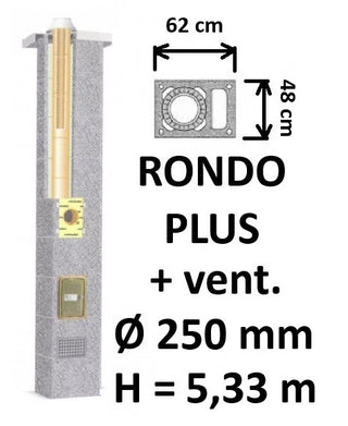 Kamino komplektas SCHIEDEL RONDO PLUS Ø250 mm keramikinis su ventiliaciniu kanalu B-D namams