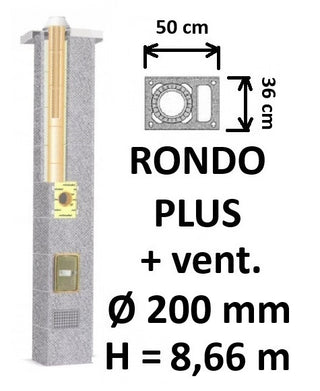 Kamino komplektas SCHIEDEL RONDO PLUS Ø200 mm su ventiliaciniu kanalu B, C, D klasės namams