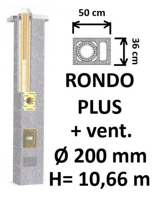 Kamino komplektas SCHIEDEL RONDO PLUS Ø200 mm su ventiliaciniu kanalu B, C, D klasės namams