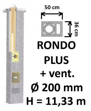 Kamino komplektas SCHIEDEL RONDO PLUS Ø200 mm su ventiliaciniu kanalu B, C, D klasės namams