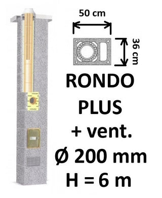 Kamino komplektas SCHIEDEL RONDO PLUS Ø200 mm su ventiliaciniu kanalu B, C, D klasės namams