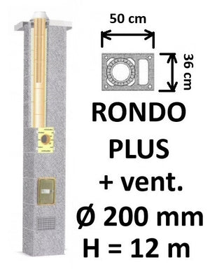 Kamino komplektas SCHIEDEL RONDO PLUS Ø200 mm su ventiliaciniu kanalu B, C, D klasės namams