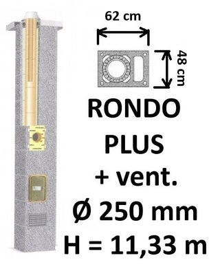 Kamino komplektas SCHIEDEL RONDO PLUS Ø250 mm keramikinis su ventiliaciniu kanalu B-D namams
