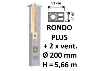 Kamino komplektas SCHIEDEL RONDO PLUS Ø200 mm su dviem ventiliaciniais kanalais, keramikinis dūmtraukio komplektas B, C, D klasės namams
