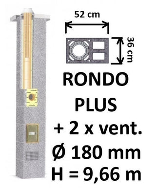 Kamino komplektas SCHIEDEL RONDO PLUS Ø180 mm su 2 ventiliaciniais kanalais B, C, D klasės namams Keramikinis dūmtraukio komplektas